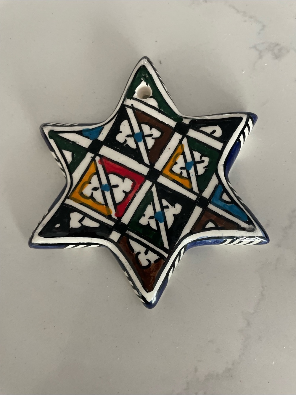 Hand-Painted Star Ceramic Six Point Star Wall Ornament